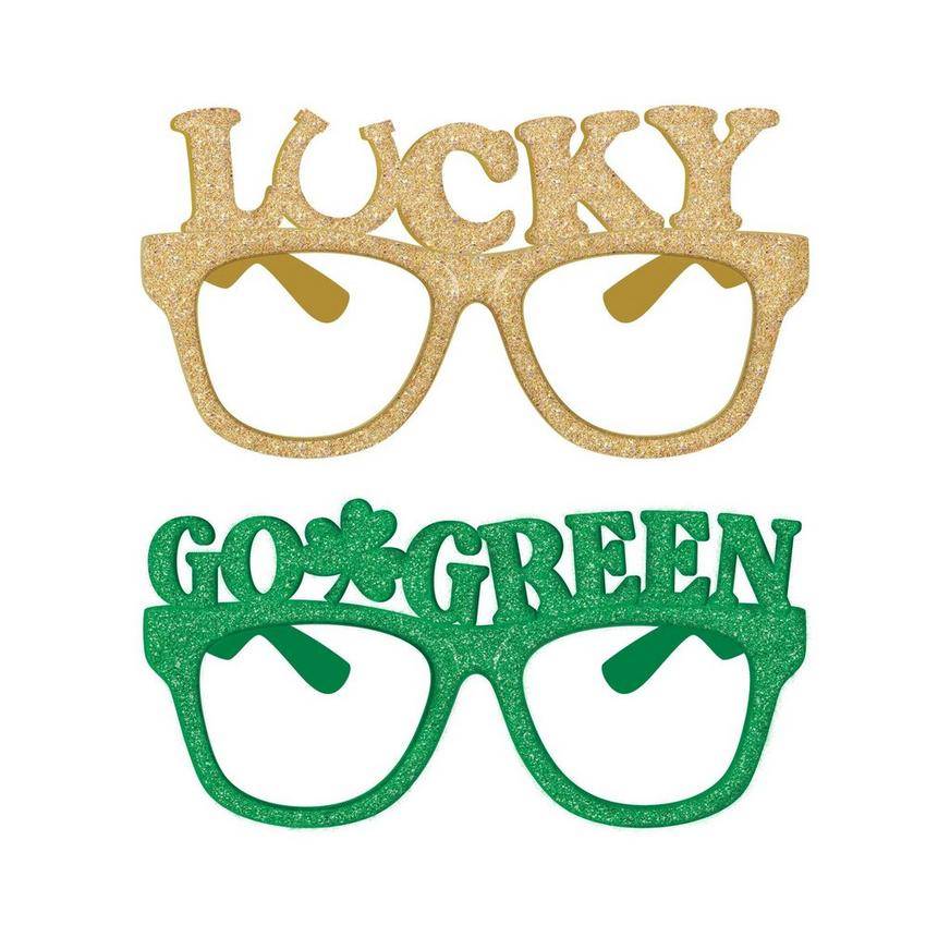 Glitter Green Gold St. Patrick's Day Plastic Glasses, 6in x 2.9in, 6ct