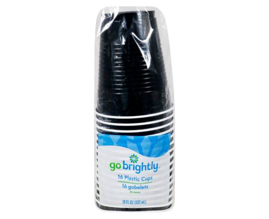 Go Brightly Plastic Cups 18 fl oz, Black (16 ct)