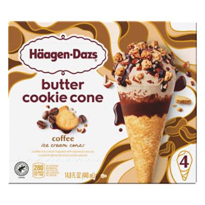 HAAGEN-DAZS COOKIE CONE ICE CREAM COFFEE 4-3.72FLOZ BOX