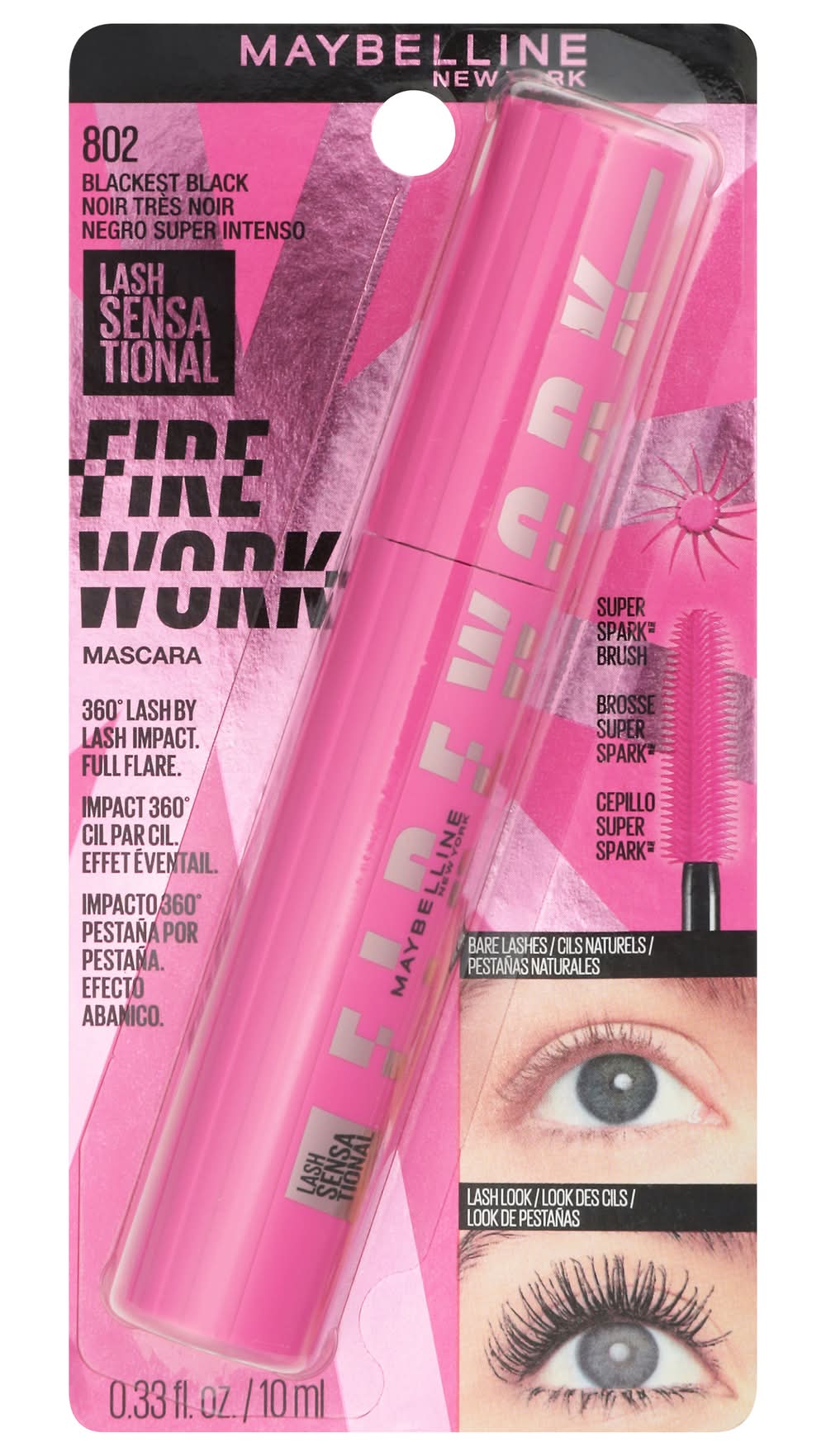 Maybelline Lash Sensational Firework Washable Mascara, Blackest Black (0.33 fl oz)