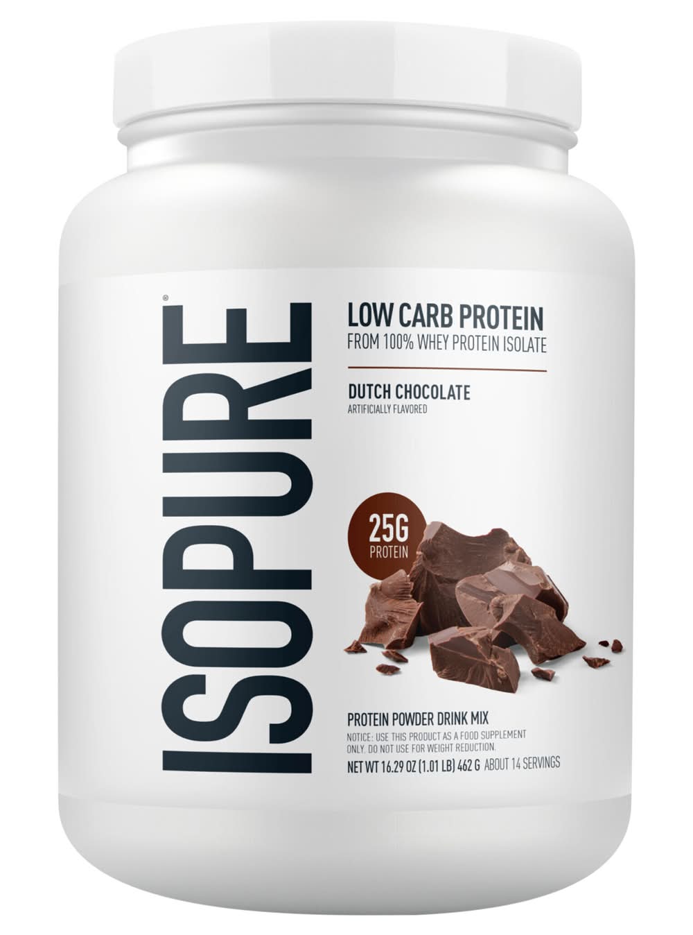 Isopure Low Carb Protein Powder Drink Mix, Dutch Chocolate (16.29 oz)