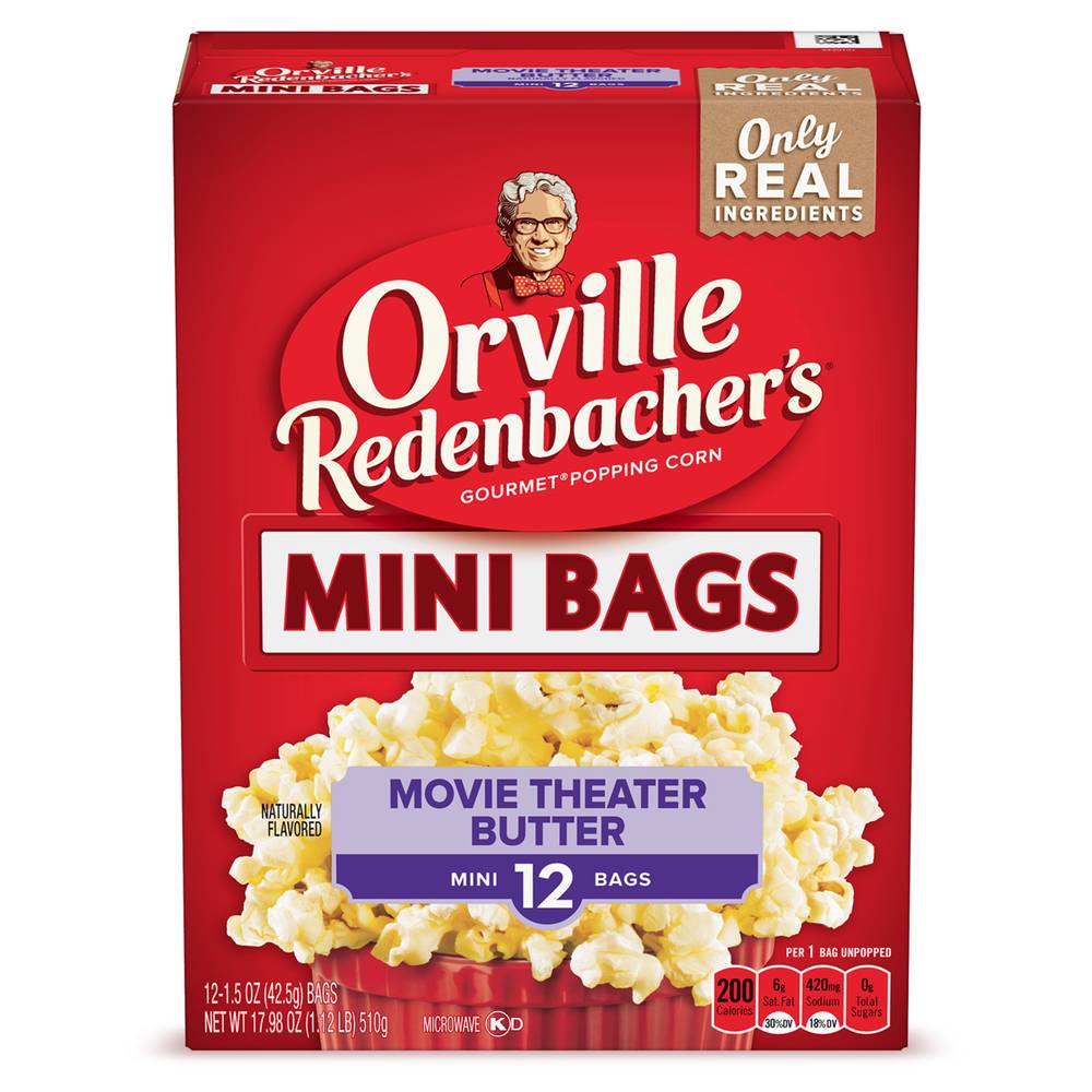 Orville Redenbacher's Gourmet Movie Theater Butter Popping Corn Mini Bags (12 ct) (1.12 lbs)