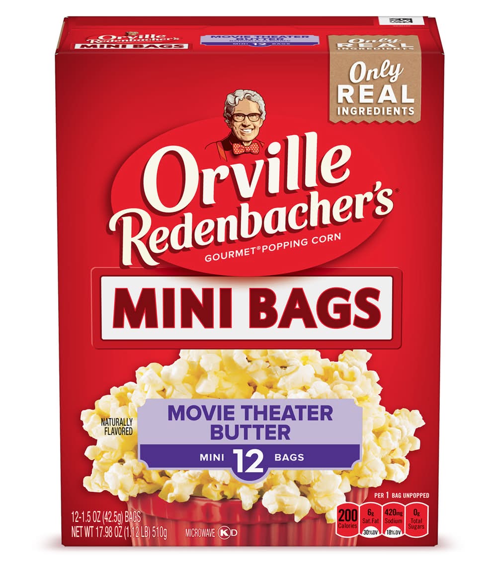 Orville Redenbacher's Movie Theater Butter Popping Corn Mini Bags (17.98 oz, 12 ct)
