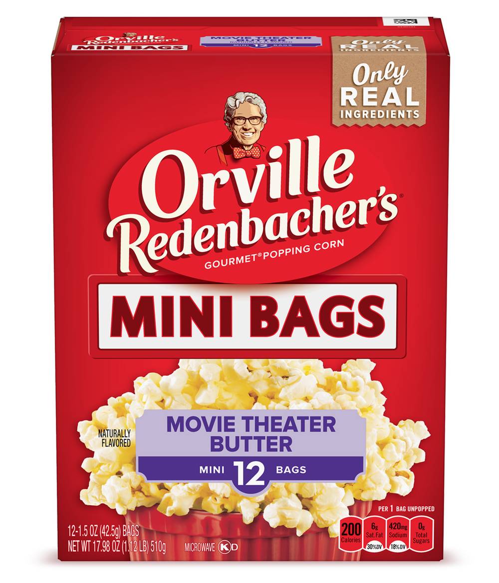 Orville Redenbacher's Movie Theater Butter Popping Corn Mini Bags (17.98 oz, 12 ct)