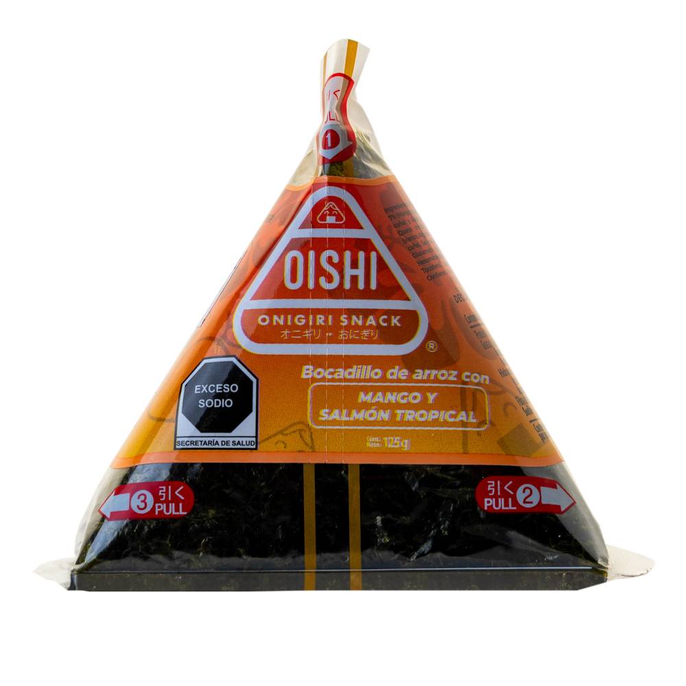 Oishi onigiri bocadillo de arroz (mango - salmón tropical)