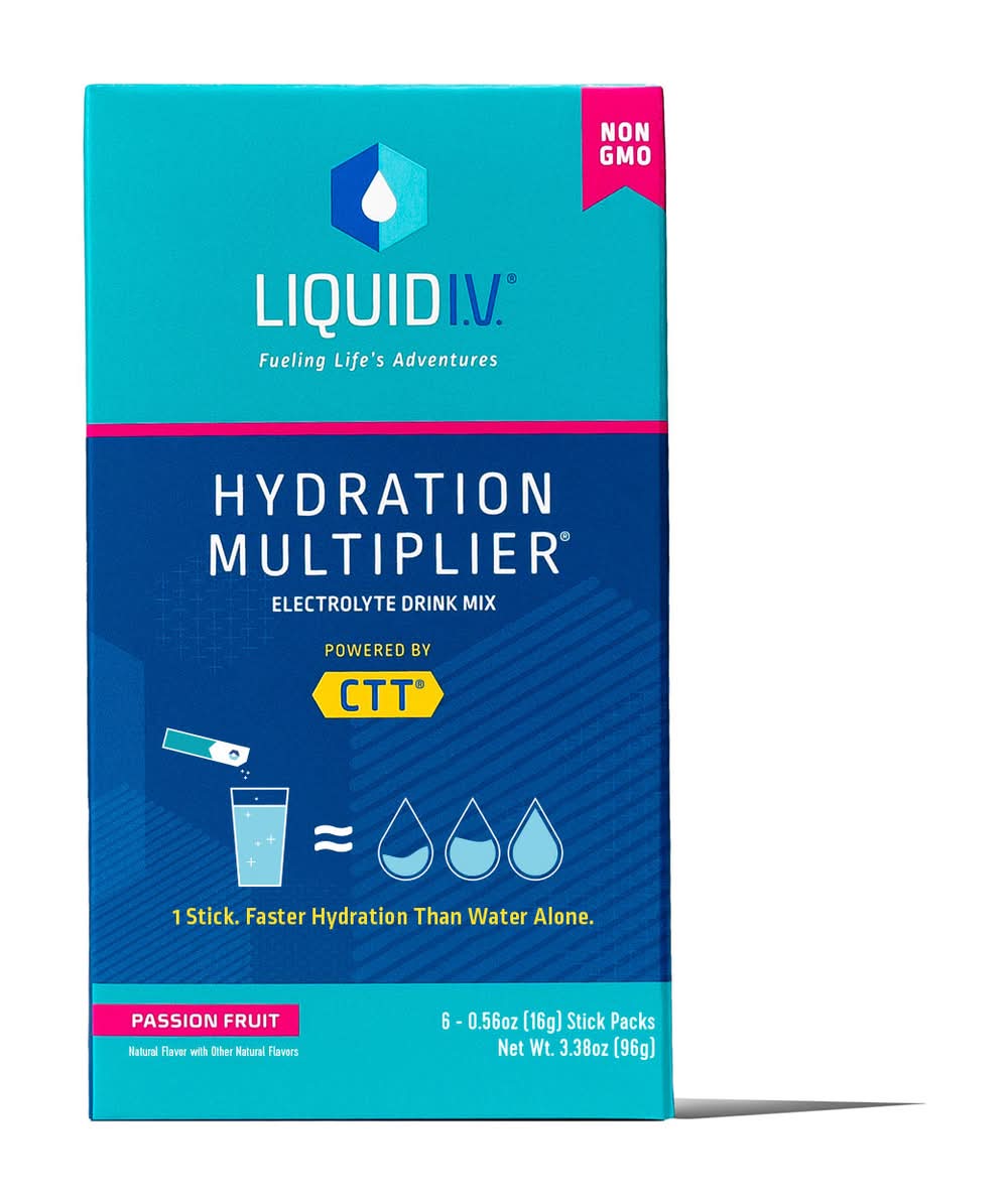 Liquid I.V. Hydration Multiplier Electrolyte Drink Mix, Passion Fruit (3.38 oz, 6 ct)