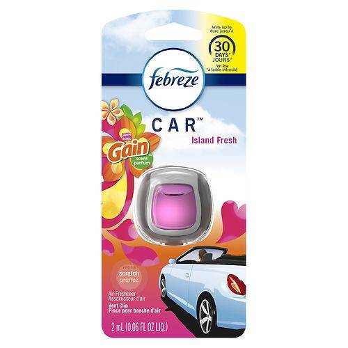 Febreze Car Odor-Eliminating Air Freshener Vent Clip with Gain Scent Island Fresh - 1.0 ea