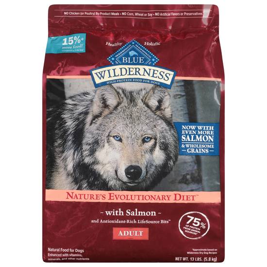 Blue Buffalo Wilderness High Protein Natural Adult Dry Dog Food Plus Wholesome Grains, Salmon (salmon-grain free)