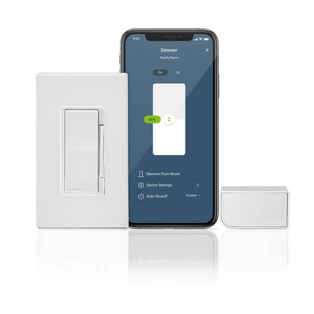 Leviton Decora Smart No-Neutral Dimmer & Wi-Fi Bridge Kit For Older Homes Without A Neutral Wire