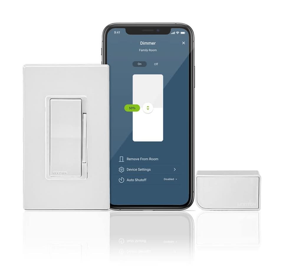 Leviton Decora Smart No-Neutral Dimmer & Wi-Fi Bridge Kit For Older Homes Without A Neutral Wire Dnkit-1Rw
