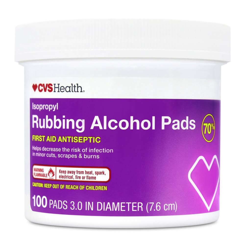 CVS Health Isopropyl Rubbing Alcohol Pads, 3.0 in (100 ct)