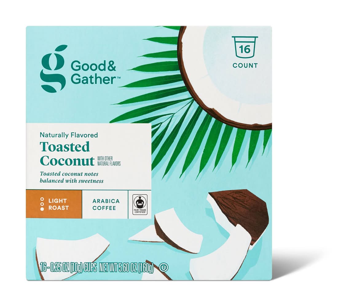 Good & Gather Light Roast Arabica Coffee Pods, Toasted Coconut (0.35 oz, 16 ct)