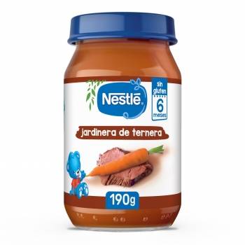 Tarrito de jardinera de ternera desde 6 meses Nestlé sin gluten 190 g.