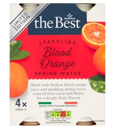 Morrisons Blood Orange, The Best Sparkling Spring Water (4 x 330ml)