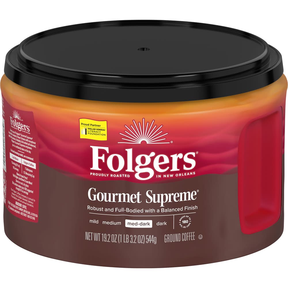 Folgers Medium-Dark Roast Ground Coffee, Gourmet Supreme (19.2 oz)