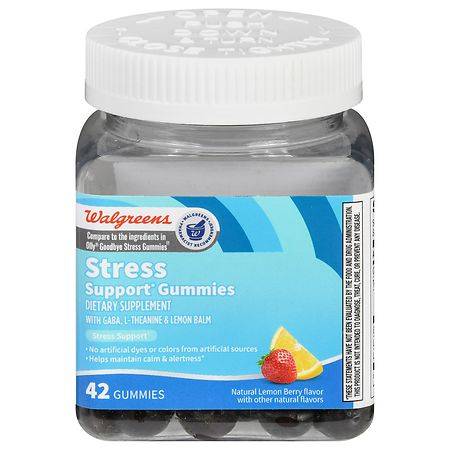 Walgreens Stress Support Gummies Natural Lemon Berry - 42.0 ea
