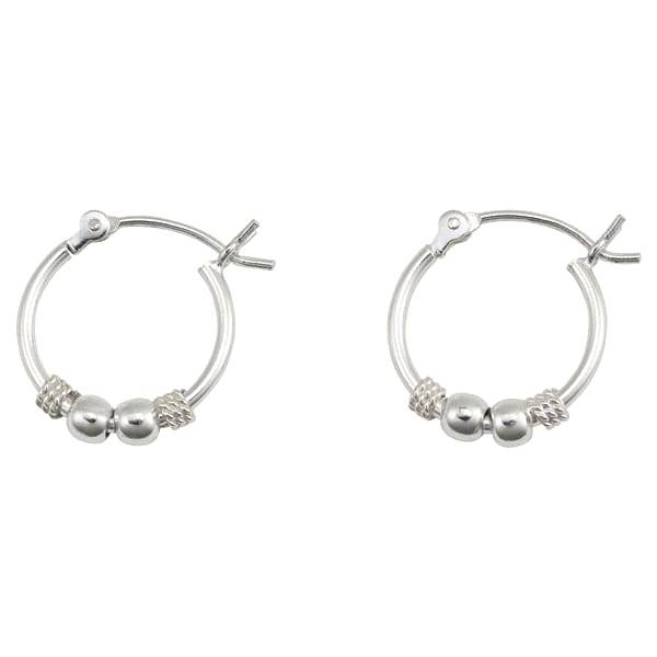 Itsy Bitsy Marsala Sterling Bali Style Bead Hoop Earrings (silver)