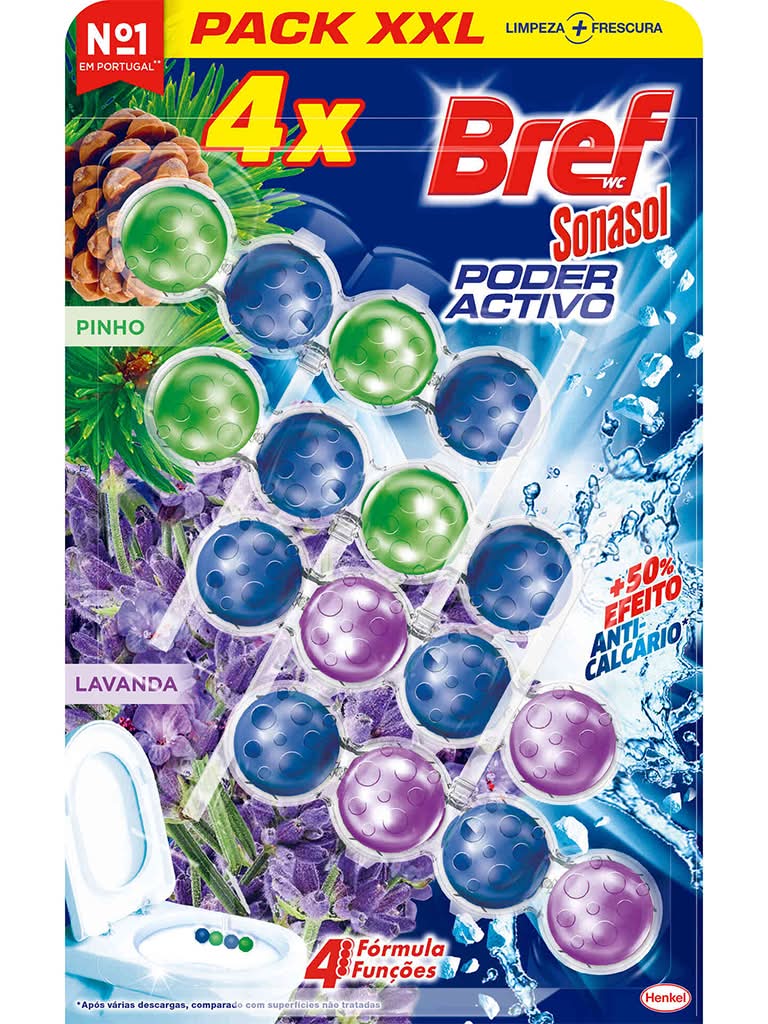 Bref - Bloco Sanitário Poder Ativo Pinho e Lavanda, 4 unidades