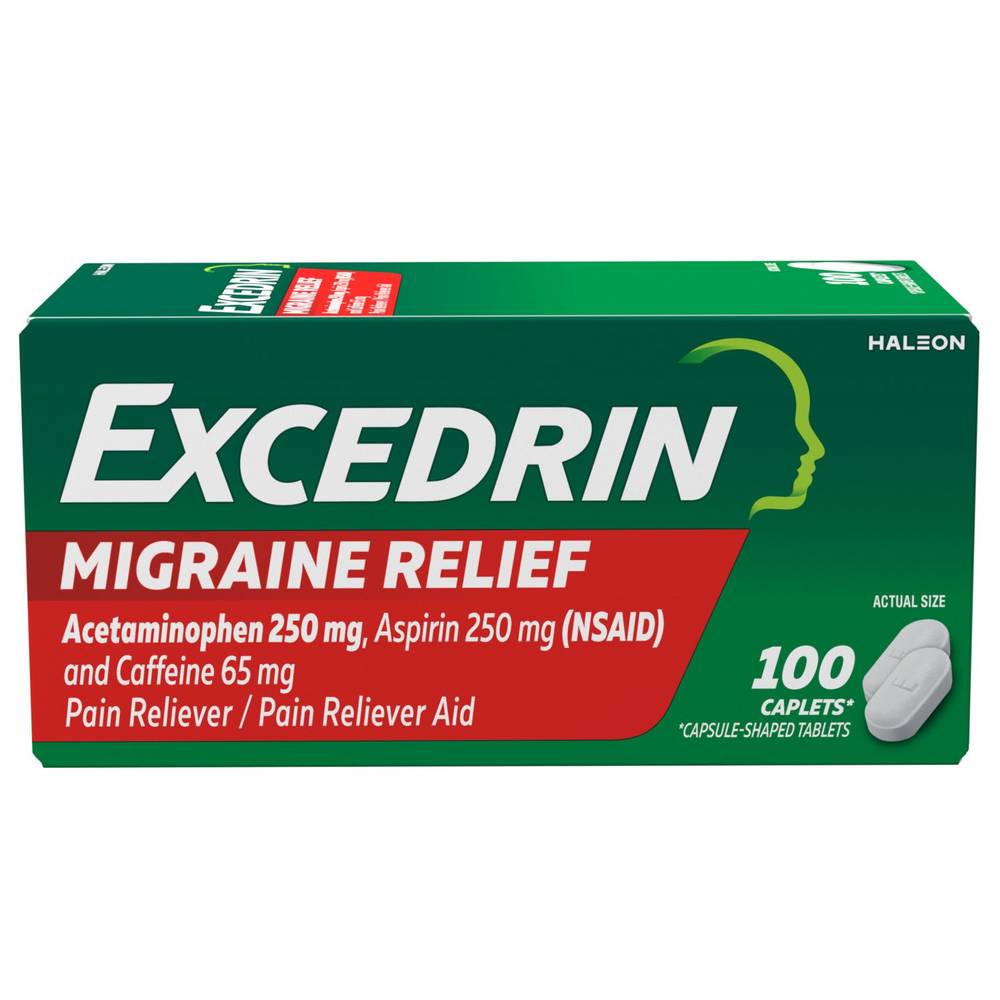 Excedrin Migraine Pain Relief Caplets, 100 Ct