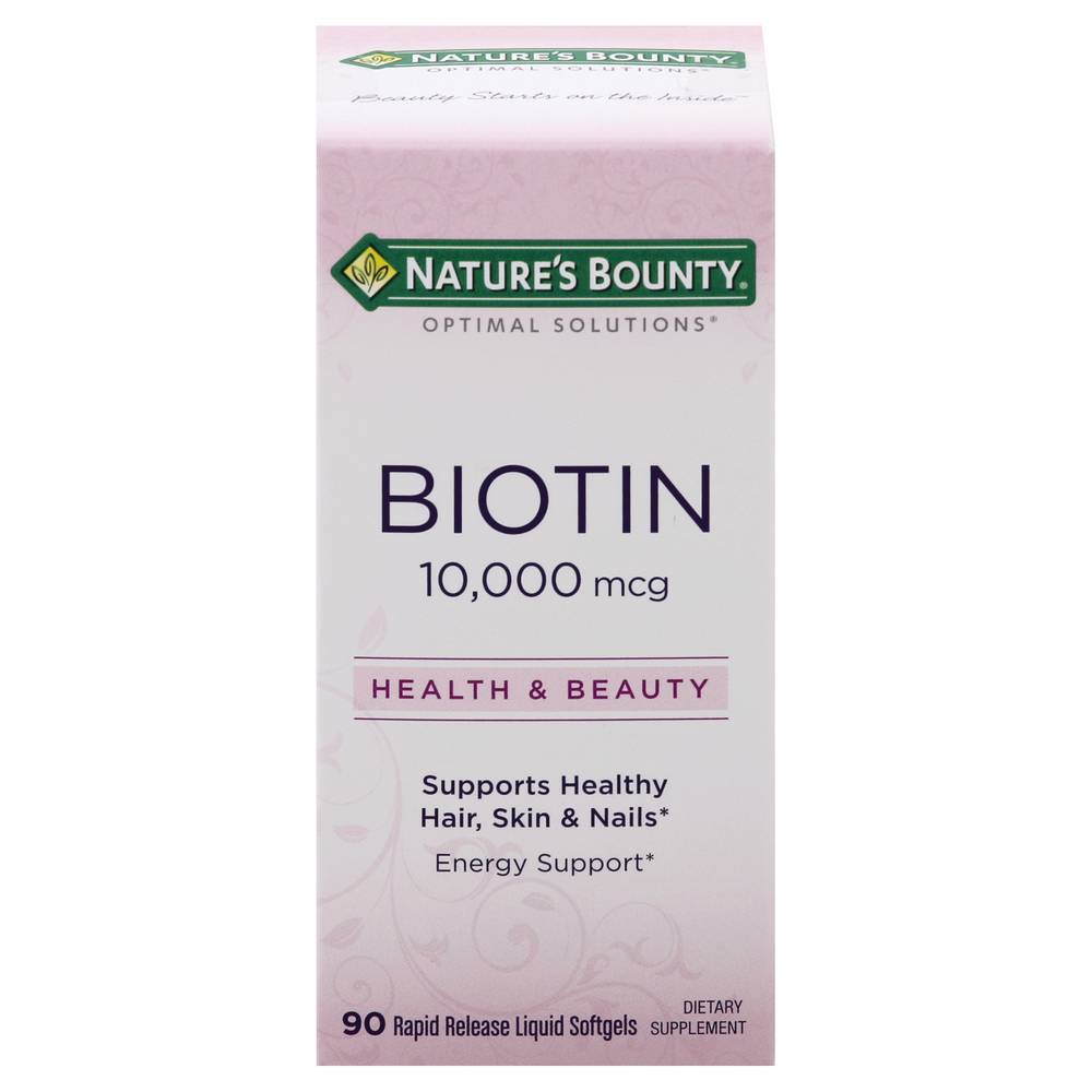 Nature's Bounty Biotin 10,000 Mcg Supports Hair Skin & Nails Softgels (90 ct)