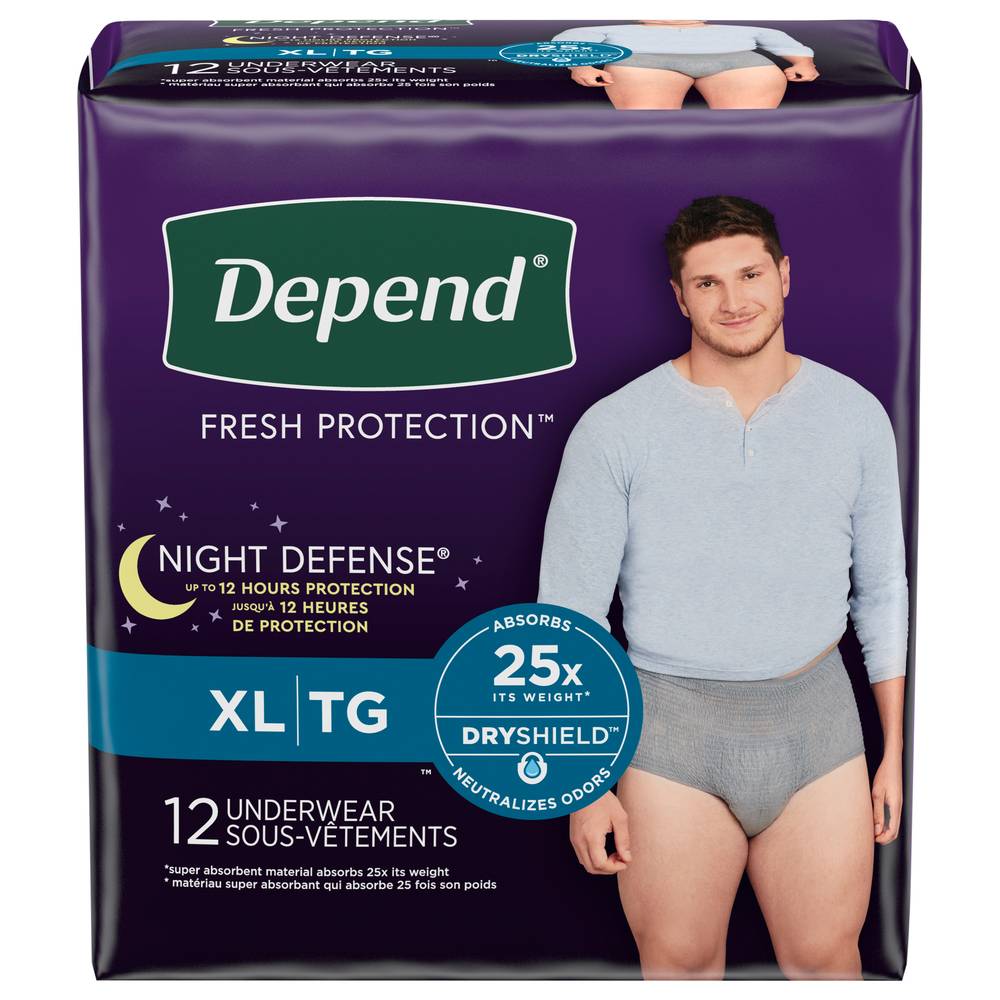 Depend Night Defense For Men Underwear Extra Large