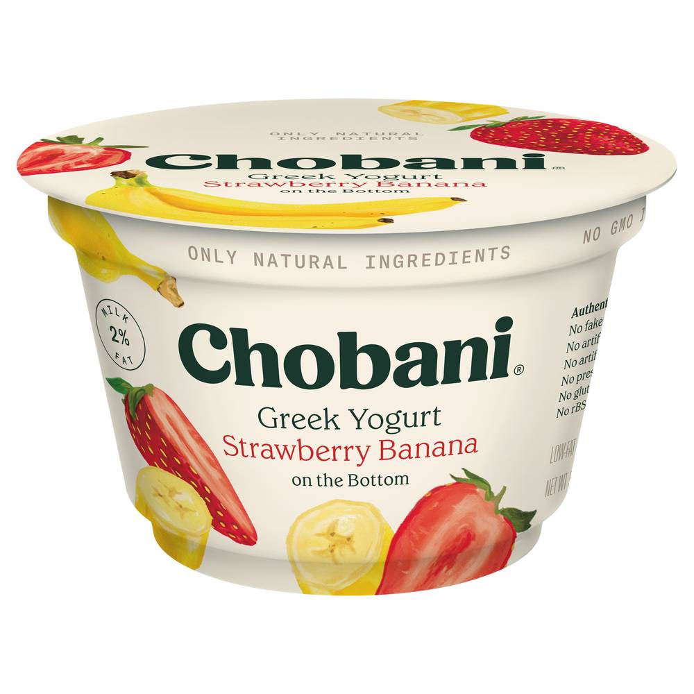 Chobani Greek Yogurt Strawberry & Banana on the Bottom 2% Milkfat