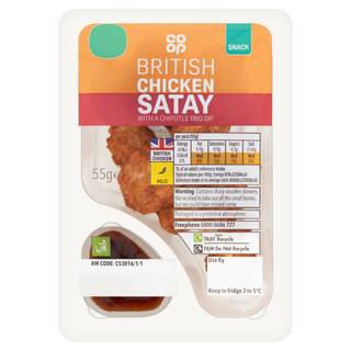 Co-op British Chicken Satay with a Chipotle BBQ Dip 55g