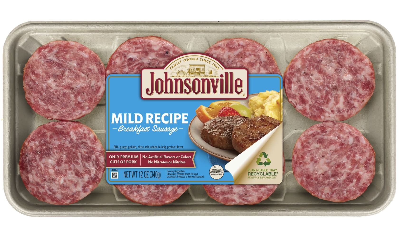 Johnsonville Original Frozen Breakfast Sausage Patties (12 oz, 8 ct)