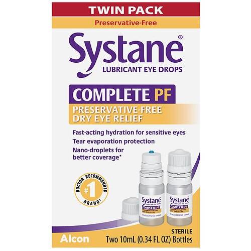 Systane Complete Preservative Free Lubricant Eye Drops - 0.34 fl oz x 2 pack