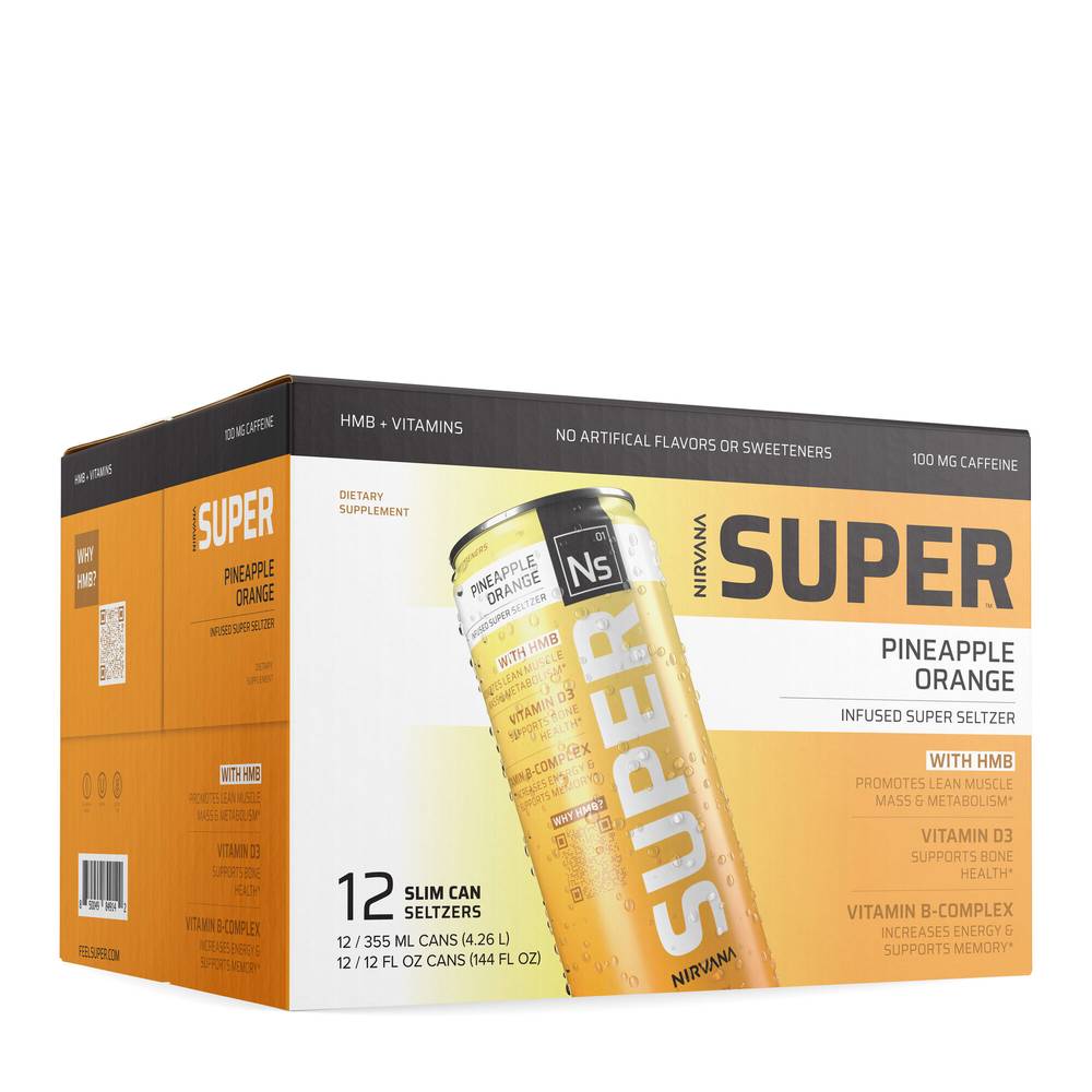 Super Seltzer Water - Pineapple Orange - 12 fl oz. (12 Cans) (1 Unit(s))