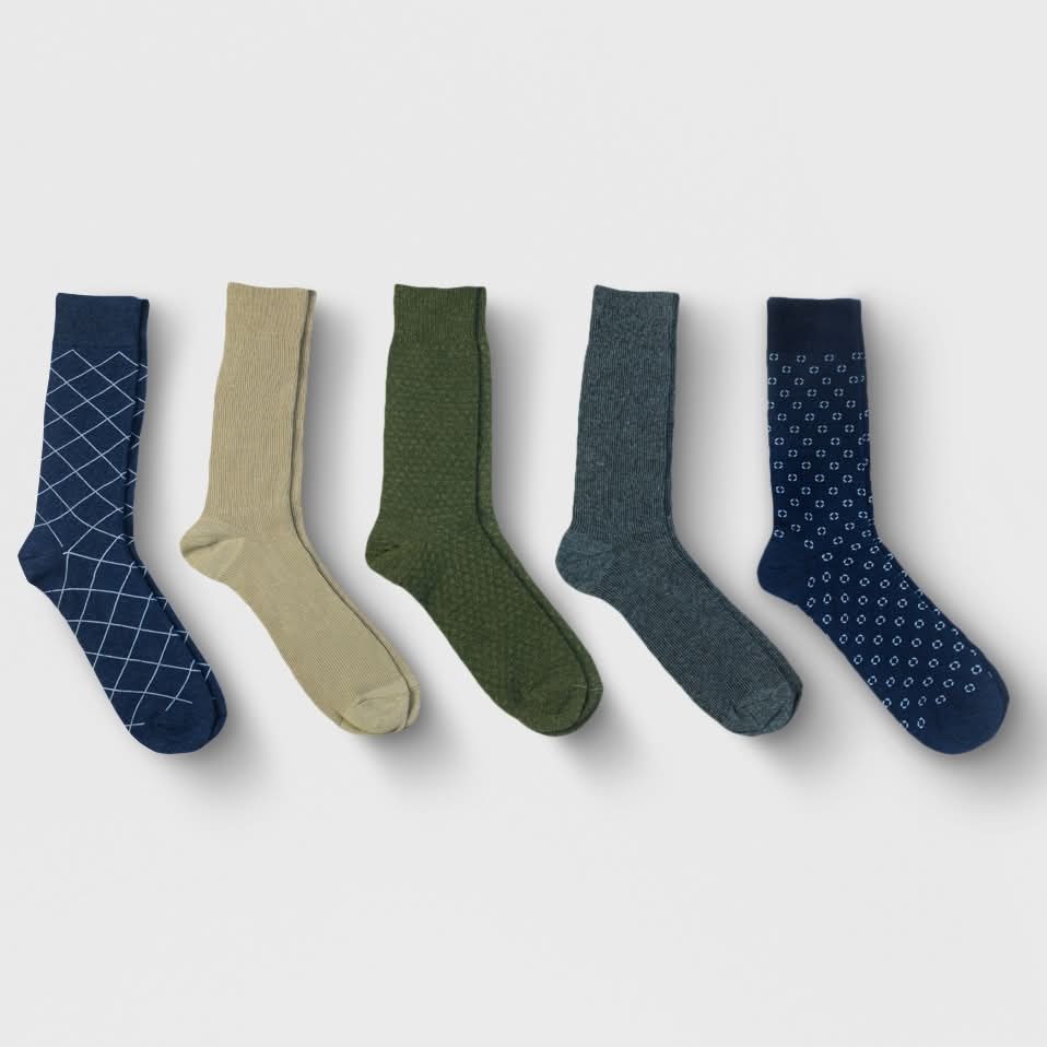 Goodfellow & Co. Men's Textured Dress Socks, 7-12, Assorted (5 ct)