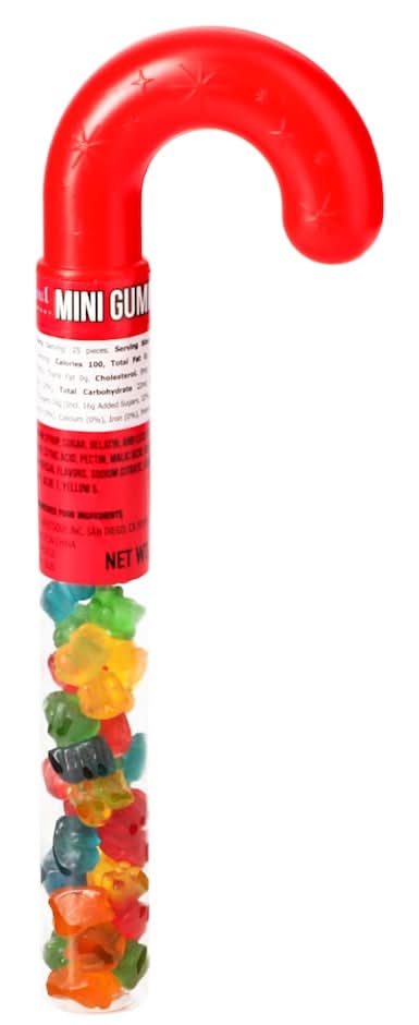 Candy Cane Tube With Mini Gummy Bears (1.4 oz)