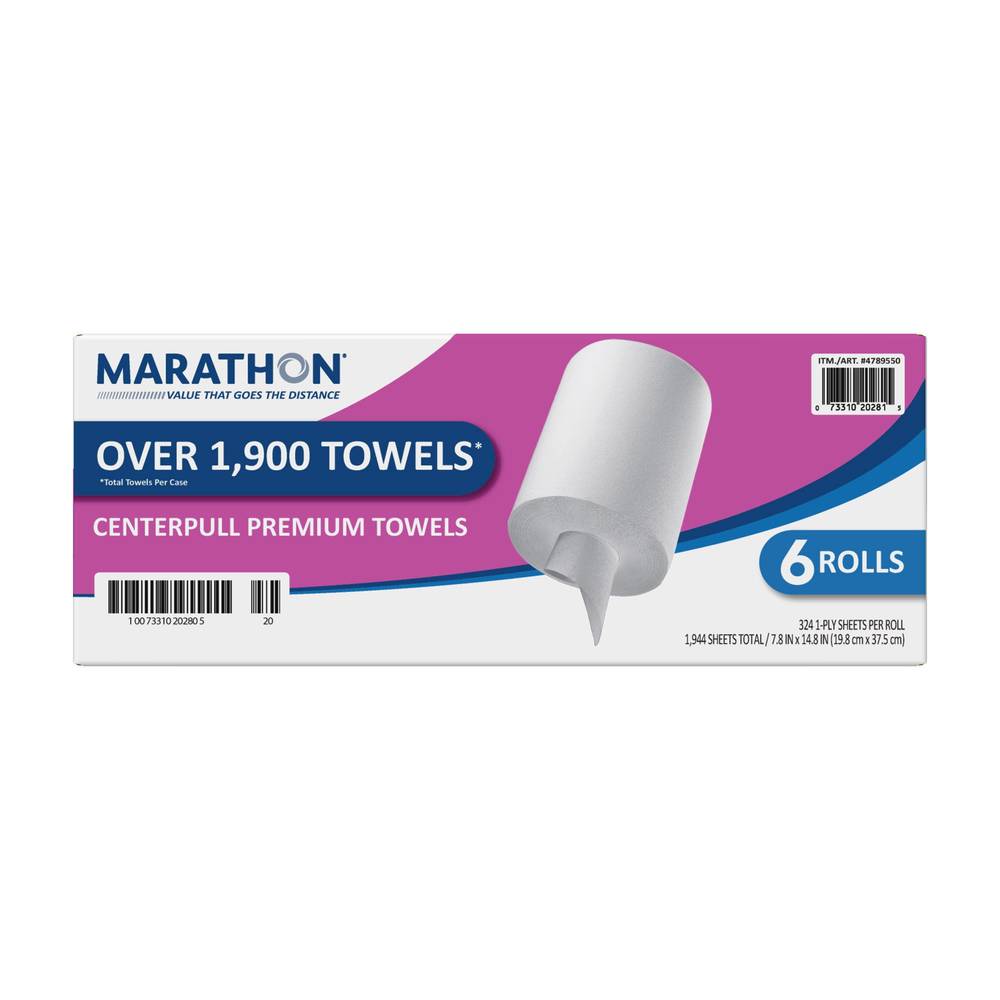 Marathon Centerpull Towel, 1-Ply, 324 Sheets, 6-count