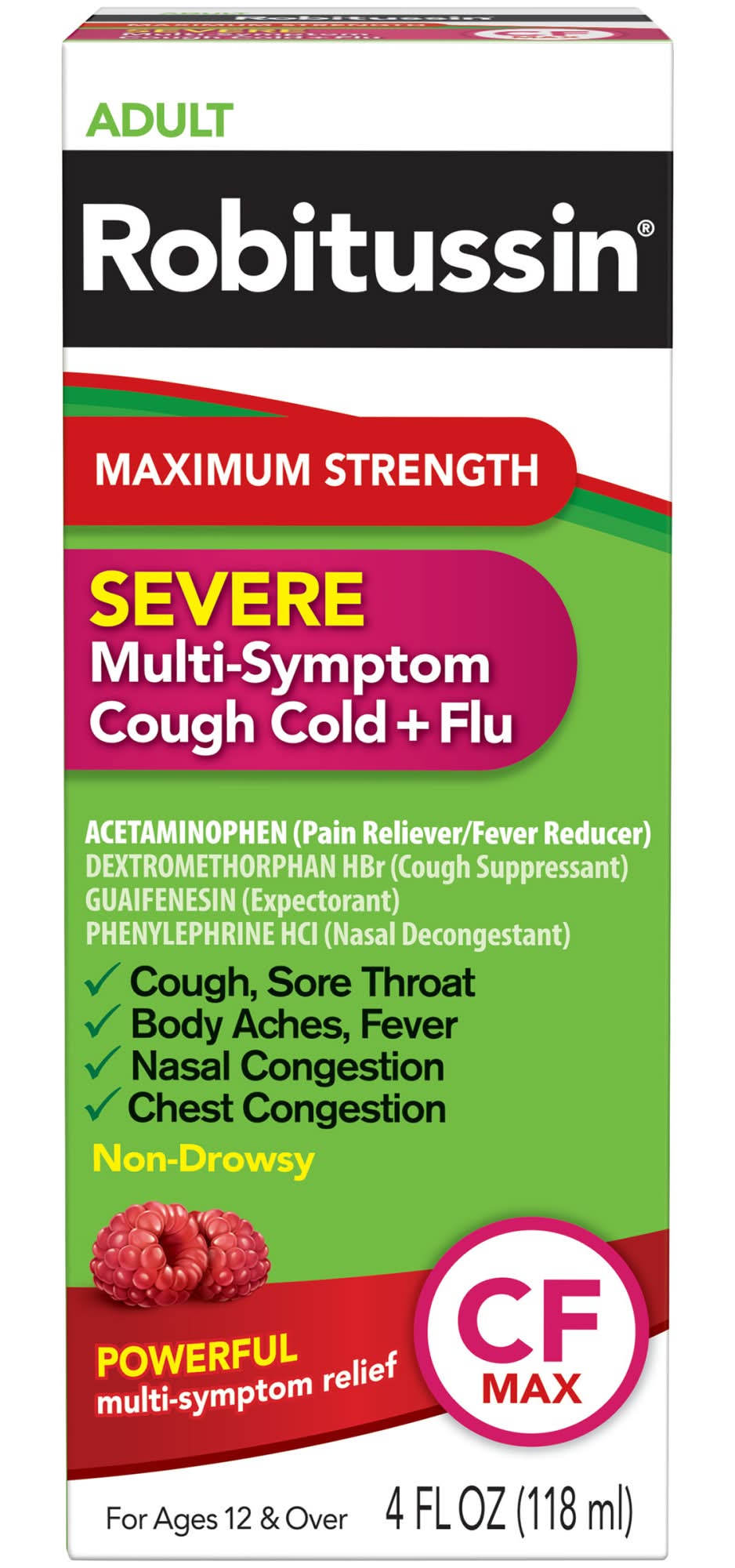 Robitussin Maximum Strength Severe Cough + Flu Relief Cf (4 oz)