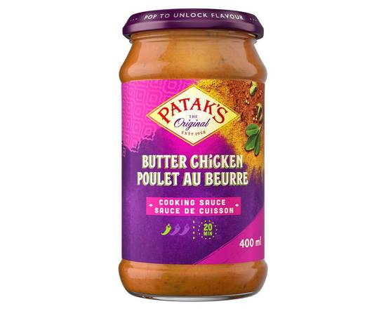 Patak's · Sauce de cuisson pour poulet au beurre (400 ml) - Butter chicken cooking sauce (400 mL)