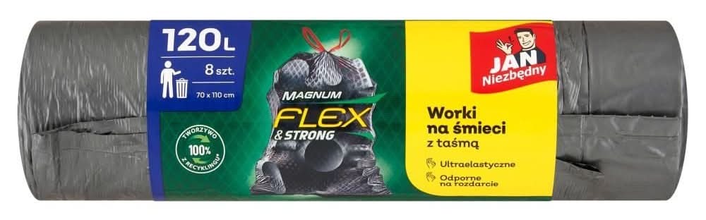 Jan Niezbędny Magnum Flex & Strong Worki na śmieci z taśmą 120 l 8 sztuk
