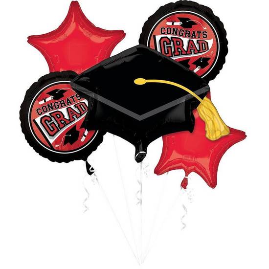 Uninflated Red Congrats Grad Foil Balloon Bouquet, 5pc - True to Your School