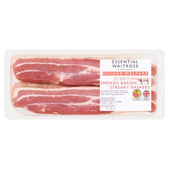 Essential Waitrose & Partners British Smoked Bacon Streaky Rashers (12ct)