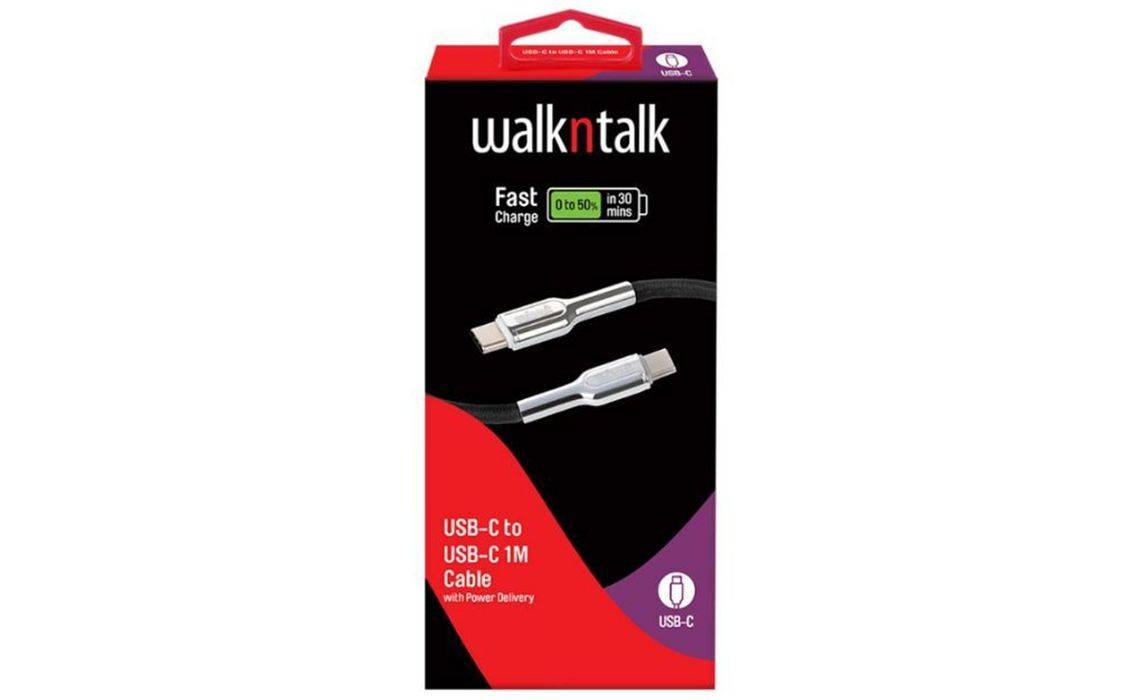 " Walkntalk Fast Charge USB-C to USB-C 1 Metre Cable - Suitable for Android"