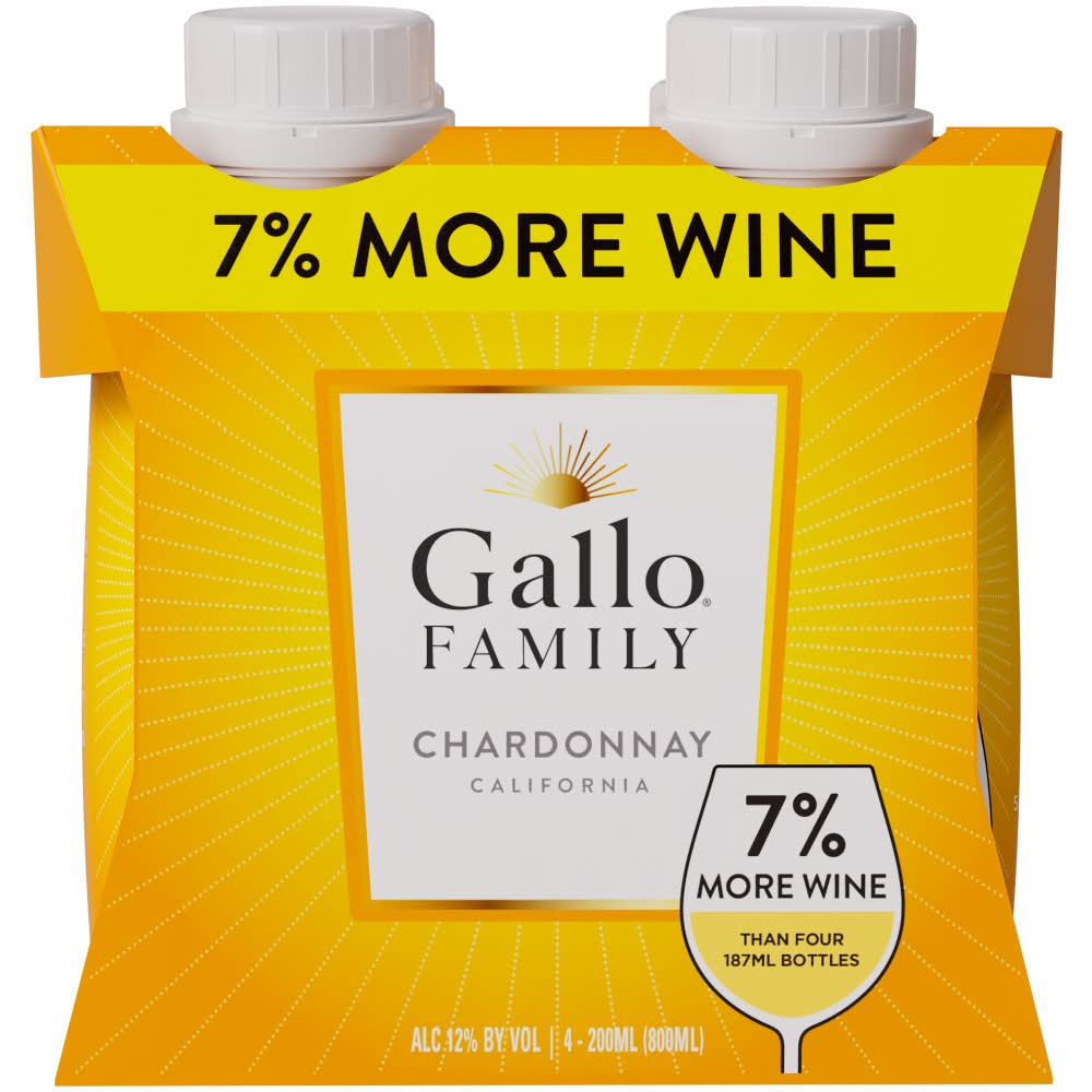 Gallo Family California Chardonnay White Wine (4 x 200 ml)