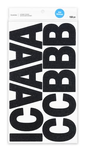 Recollections Glitter Alphabet Stickers, 3.25", Black (108 ct)