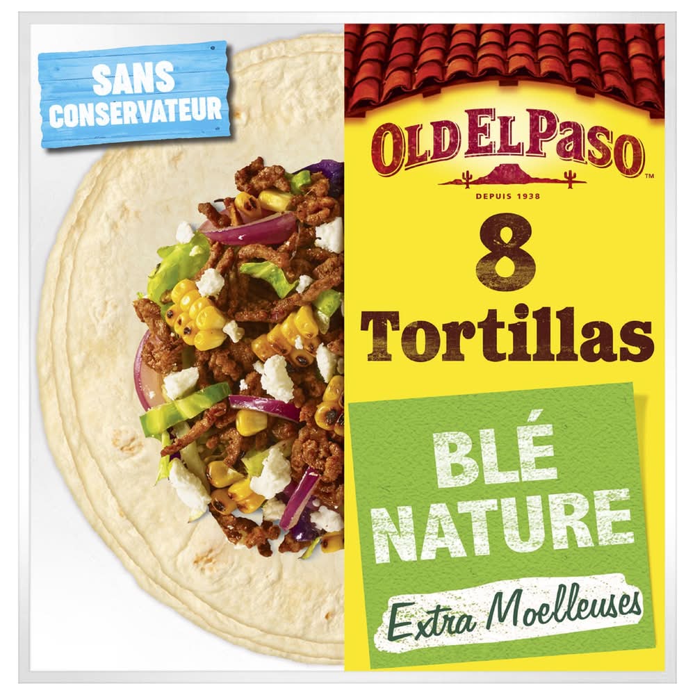 Tortillas De Blé Nature Old El Paso - le paquet de 8 - 326g
