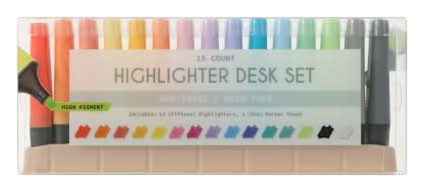 Highlighter Desk Set 15-Count Tan Marker Stand