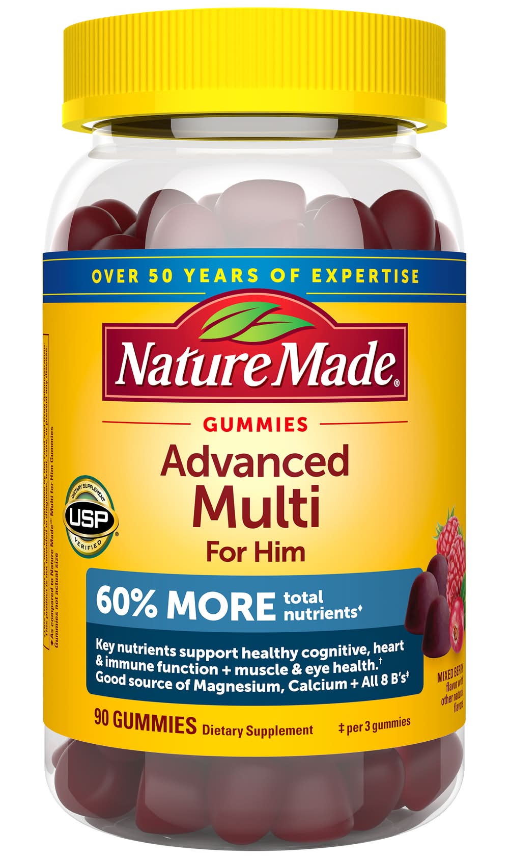 Nature Made Advanced Multi For Him Gummies, Mixed Berry (90 ct)