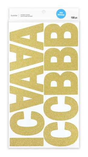 Recollections Glitter Alphabet Stickers, 3.25 in, Gold (108 ct)