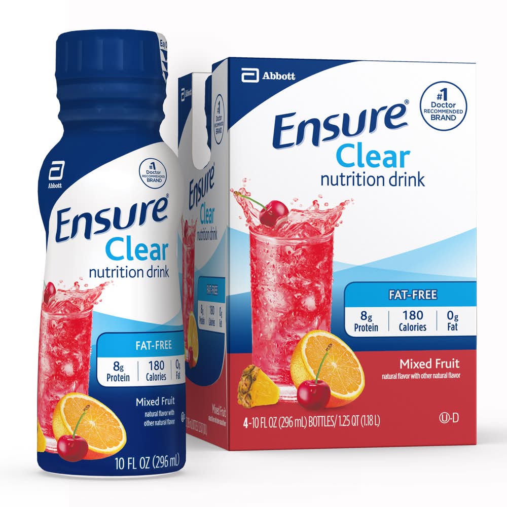 Ensure Fat Free Clear Mixed Fruit Nutrition Drink (10 fl oz, 4 ct)