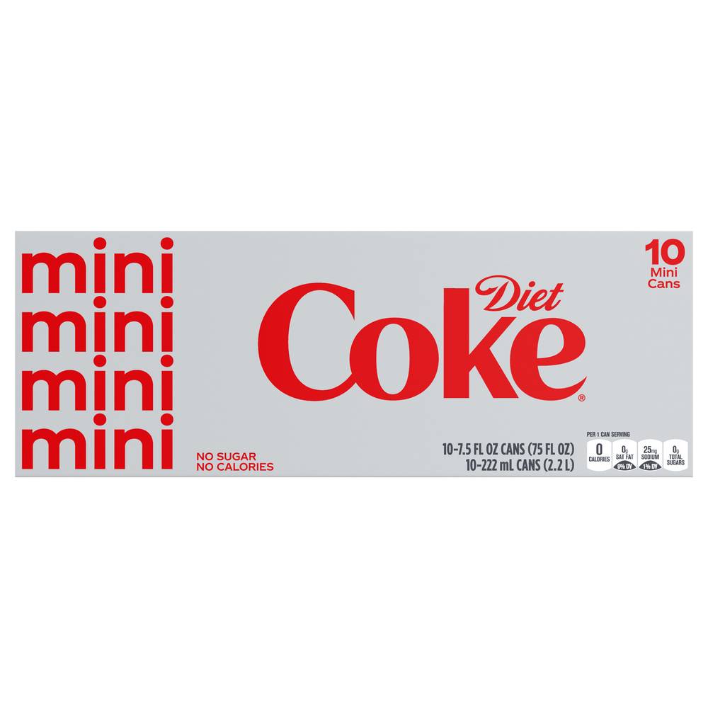 Diet Coke Mini Soda (10 ct, 7.5 fl oz)