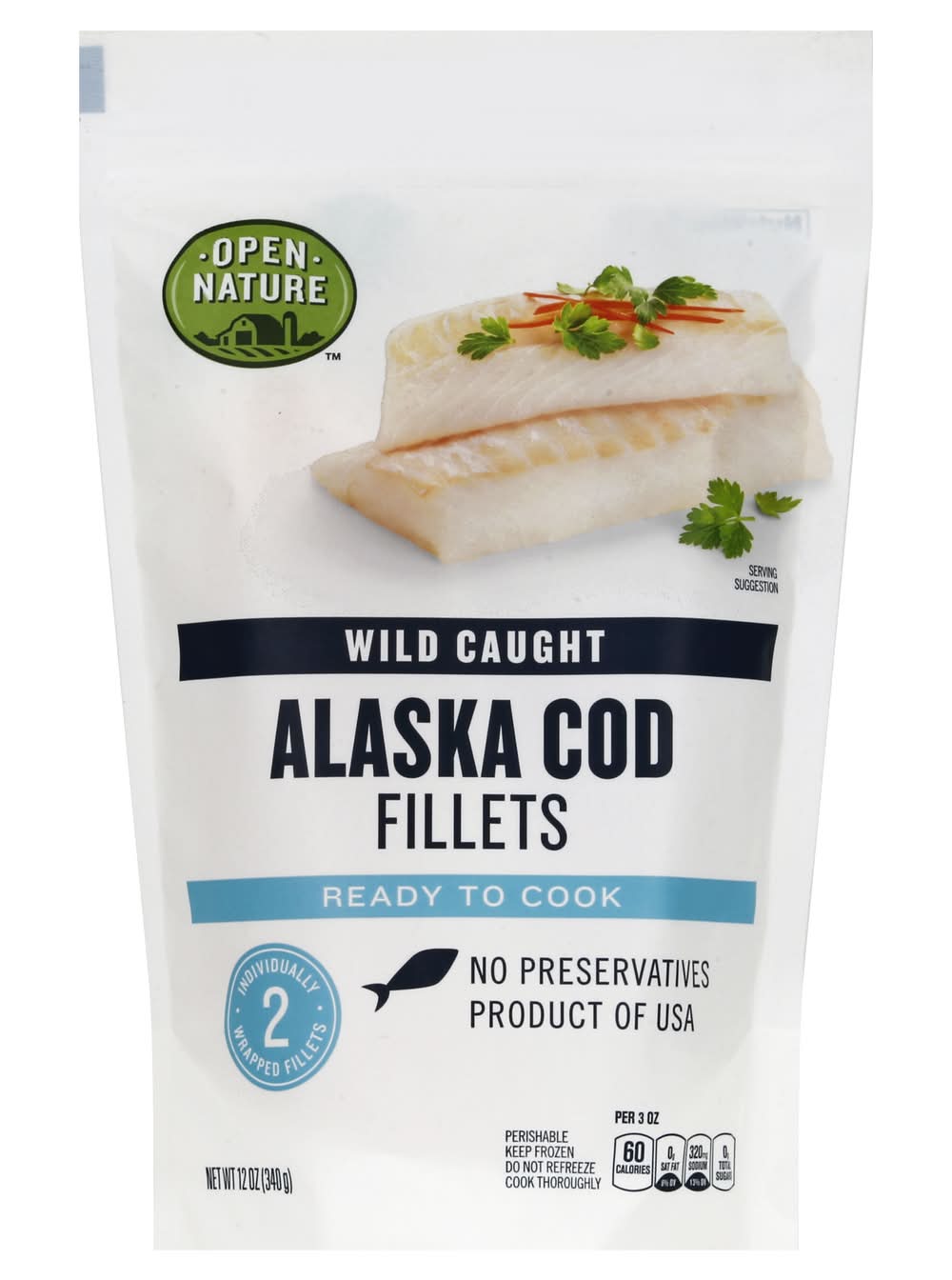 Open Nature Wild Caught Alaska Cod Fillet (12 oz)