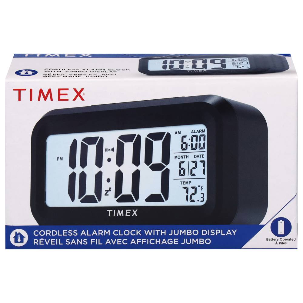 Timex Cordless Alarm Clock With Jumbo Display, Black