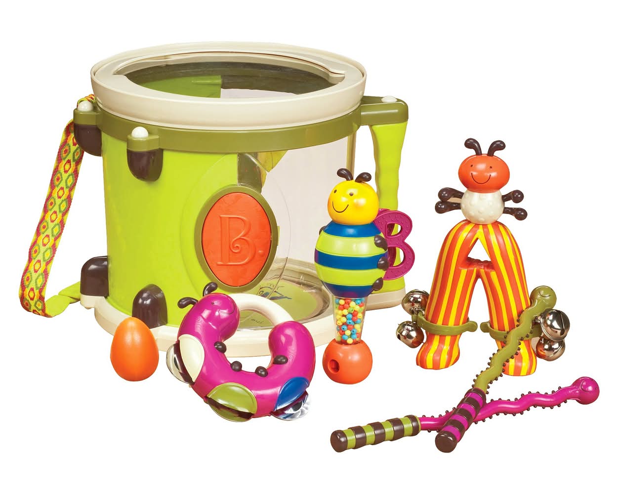 B. toys Toy Drum Set 7 Instruments - Parum Pum Pum: Music Percussion, Social Skills, Fine Motor Development